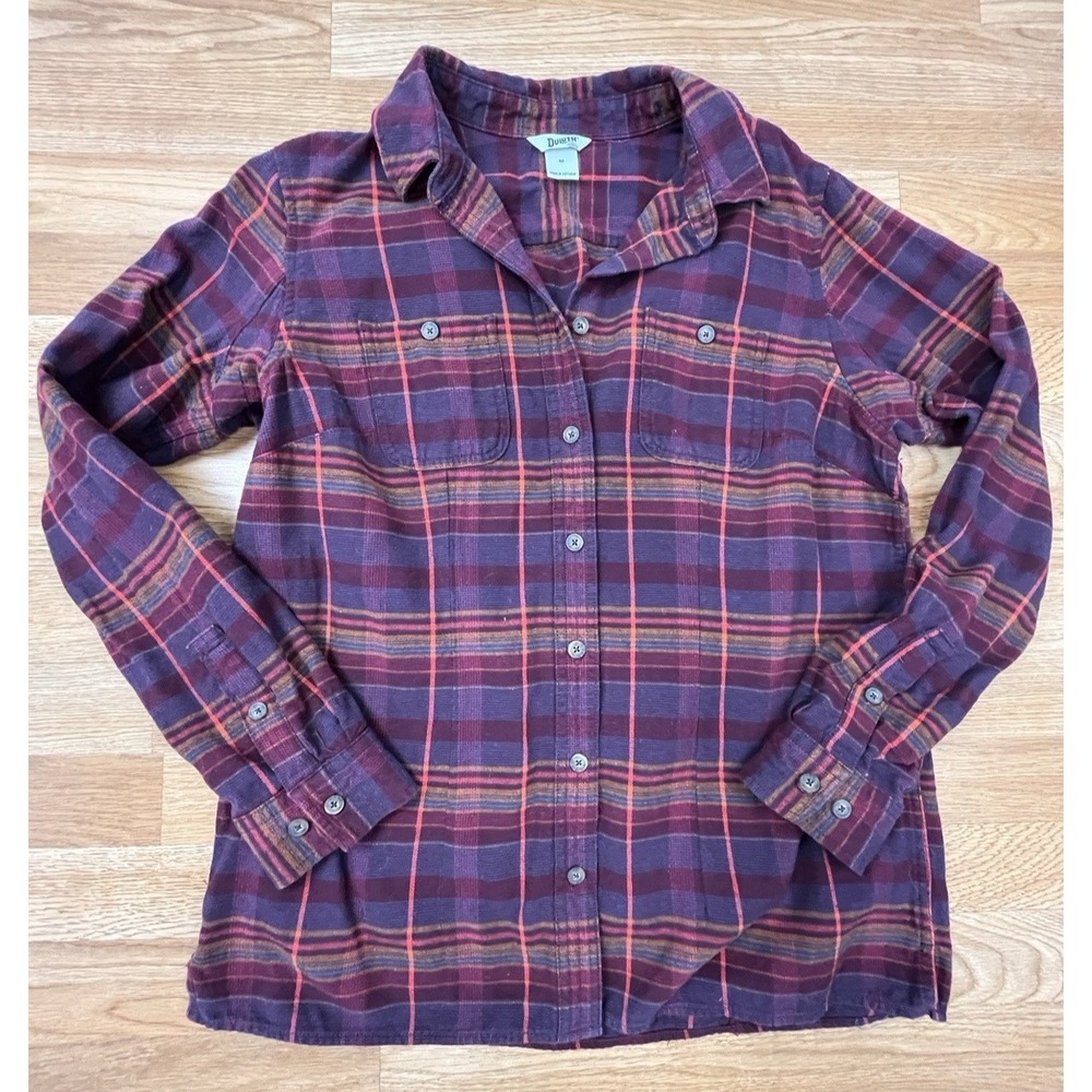 Duluth Trading Company Plaid Flannel Button Front Shirt Women's Size Medium
